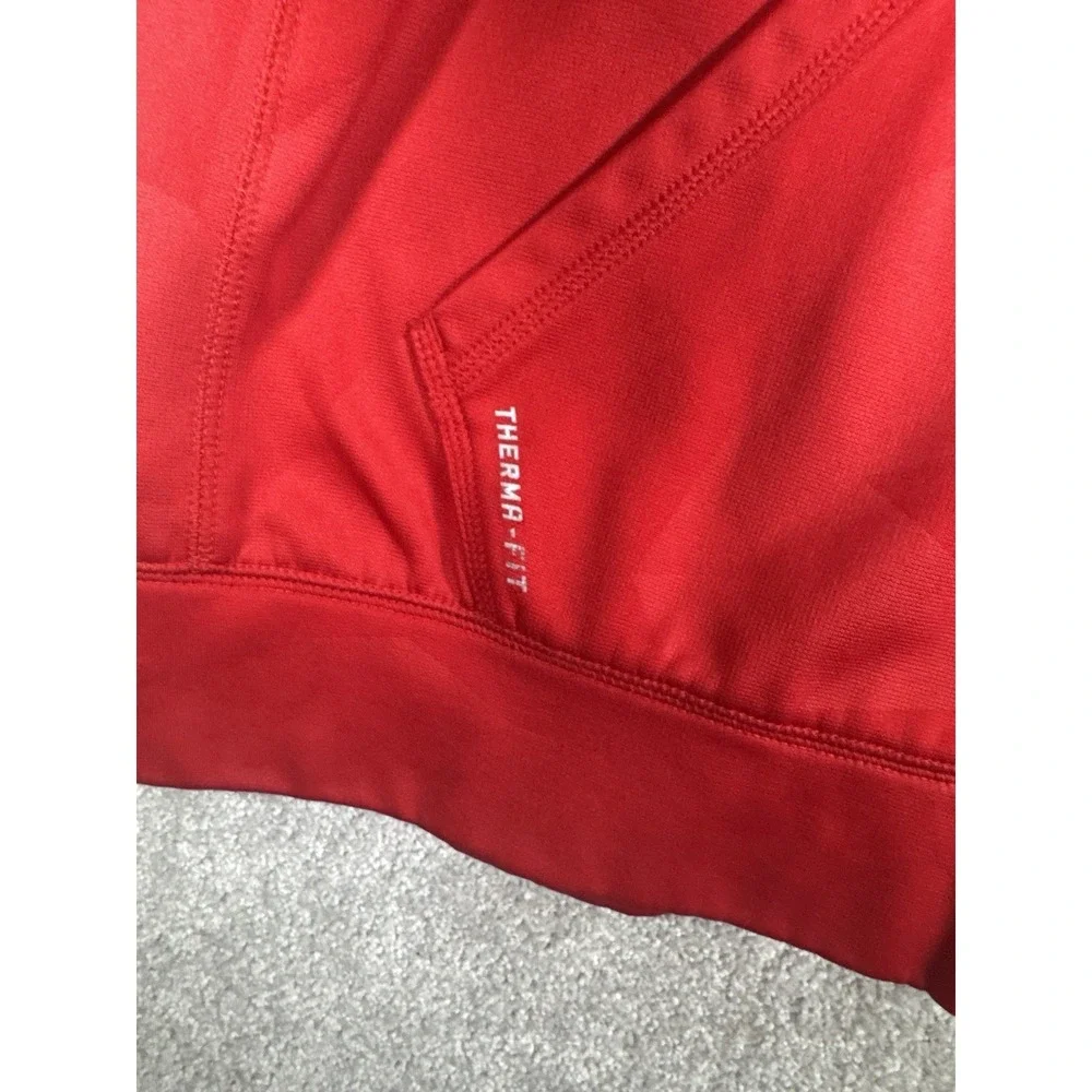 Nike Sweatshirt Men L Therma-Fit Red Full Zip Hooded Jacket Red On Red Geometric